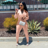 Solid Mesh Sleeve Notched Collar Jumpsuit WPF-80798