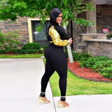 Plus Size Sequin Long Sleeve Zipper Jacket NY-2569