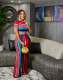 Colorful Stripe Print Two Piece Pants Sets XMY-9392