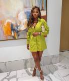 Fashion Solid Lapel Neck Long Sleeve Dress HMS-5558