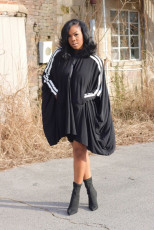 Fashion Casual Bat Sleeve Loose Zip Dress BS-1318