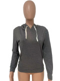 Casual Solid Long Sleeve Hoodie Top LSD-8897