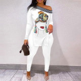 Plus Size Sexy Printed Split Top And Pants 2 Piece Sets NY-10280