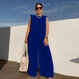 Casual Solid Sleeveless Wide Leg Loose Jumpsuit NY-10212
