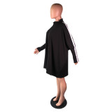 Fashion Casual Bat Sleeve Loose Zip Dress BS-1318