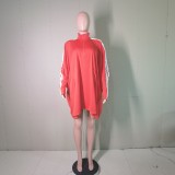 Fashion Casual Bat Sleeve Loose Zip Dress BS-1318