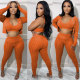 Plus Size Knit Halter Vest Top+Short Coat+Pants 3 Piece Sets NY-083
