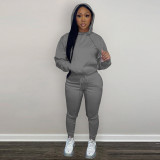 Solid Plush Hoodie Top And Pants 2 Piece Suits CH-8197