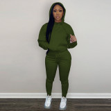Solid Plush Hoodie Top And Pants 2 Piece Suits CH-8197
