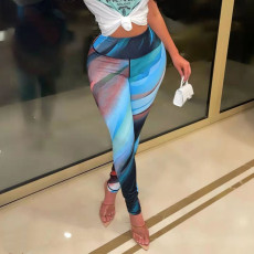 Casual Printed High Waist Tight Yoga Leggings BN-9338