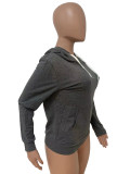 Casual Solid Long Sleeve Hoodie Top LSD-8897