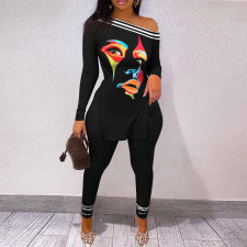 Plus Size Sexy Printed Split Top And Pants 2 Piece Sets NY-10280