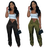 Zip Tie Solid Color Casual Pants OLYF-6109