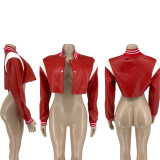 Crop PU Leather Baseball Jacket FNN-8690