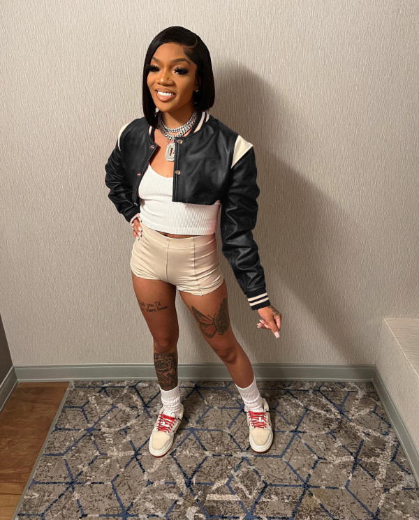 Crop PU Leather Baseball Jacket FNN-8690