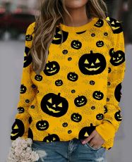 Pullover Round Neck Long Sleeve Casual Print Sweatshirt MA-Y387