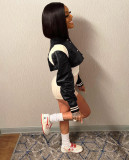 Crop PU Leather Baseball Jacket FNN-8690