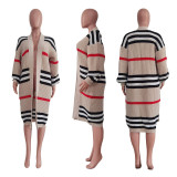 Casual Cardigan Long Knit Striped Coat TR-1225