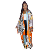 Printed Long Sleeve Shawl Coat TE-4464