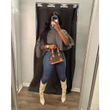 Knitted Long Sleeve Sweater Crop Top GDYF-6915