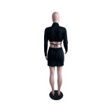 Fashion Casual Suit Collar Hollow Mini Dress BS-1320