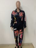 Plus Size Casual Printed Long Sleeve Jumpsuit LSD-83146