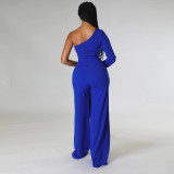 Solid One Shoulder Long Sleeve Jumpsuit CYA-900120