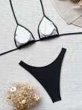 Sexy Colorblock Tie-Up Swimsuit Two-Piece Set CASF- 6440