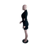 Fashion Casual Suit Collar Hollow Mini Dress BS-1320