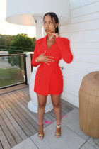 Fashion Casual Suit Collar Hollow Mini Dress BS-1320