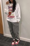 Casual Letter Print Loose Sweatshirt Pant Suits HMS-5559