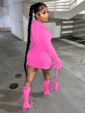 Sexy Pleated Crossover Long Sleeve Shirt Dress ZSD-0505