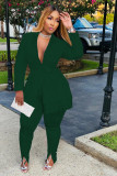 Plus Size Solid Tassel Coat And Pants 2 Piece Sets DAI-8403