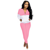 Fashion Casual Patchwork Long Sleeve Pants Two Piece Set SHD-D9824