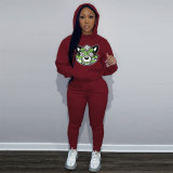 Plus Size Fashion Print Hooded Two Piece Pant Sets GCNF-8999T4