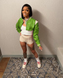 Crop PU Leather Baseball Jacket FNN-8690