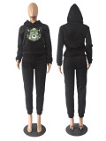 Plus Size Fashion Print Hooded Two Piece Pant Sets GCNF-8999T4