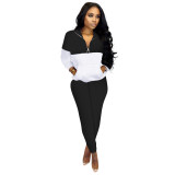 Fashion Casual Patchwork Long Sleeve Pants Two Piece Set SHD-D9824