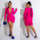 Velvet V Neck Shoulder Pads Long Sleeve Mini Dress BY-6038