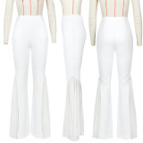 Mesh Splice High Waist Split Flared Pants SCASL-6606
