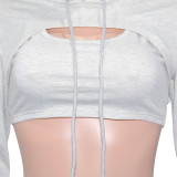 Solid Tank Top+Irregular Hooed Sweatshirt+Straight Pant Suits SH-390416