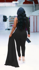 Fashion Solid One Shoulder Sleeve Irregular Jumpsuit YS-S828