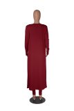 Sexy Solid Sling Jumpsuit+Loose Long Coat Two Piece Set MZ-2769