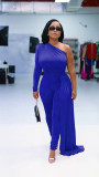Fashion Solid One Shoulder Sleeve Irregular Jumpsuit YS-S828