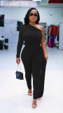 Fashion Solid One Shoulder Sleeve Irregular Jumpsuit YS-S828
