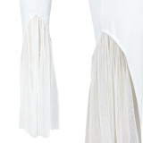 Mesh Splice High Waist Split Flared Pants SCASL-6606