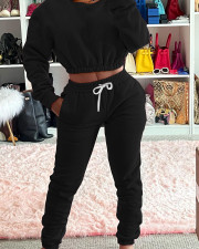 Casual Sports Solid Sweatshirt Two Piece Pant Set WAF-788306
