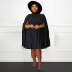 Plus Size Solid Pleated Big Swing Mini Dress NNWF-7638