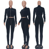 Solid Velvet Long Sleeve 2 Piece Pants Sets YD-8652