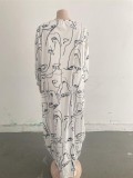 Plus Size Sexy Printed Slash Neck Maxi Dress NY-10309